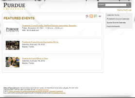 Special Events Calendar Screen Shot